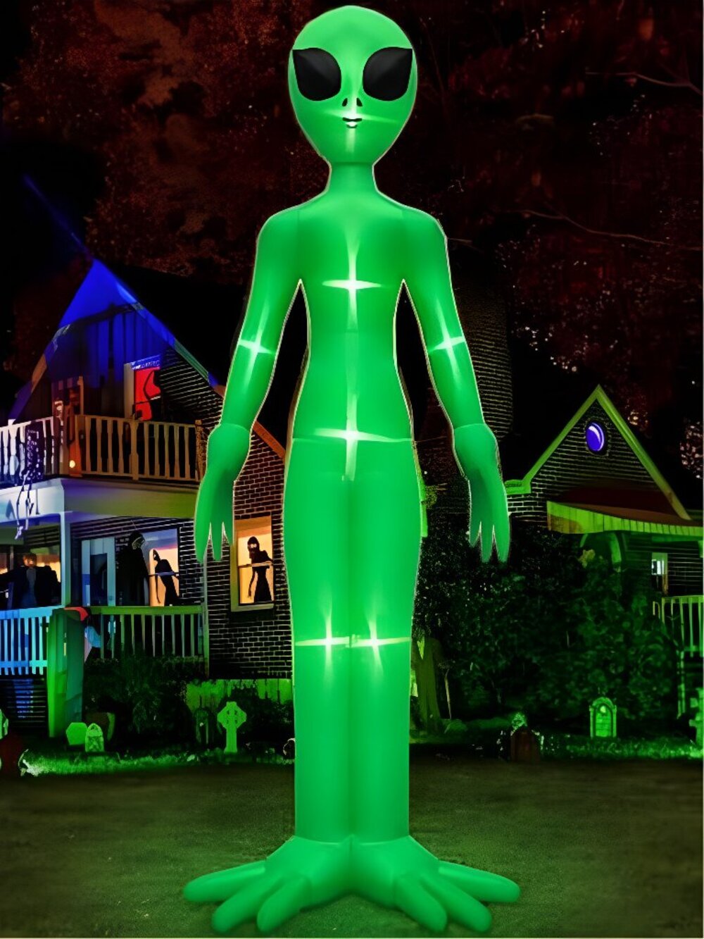 14 Ft Giant Halloween Inflatable Alien Decoration with Built-in LEDs